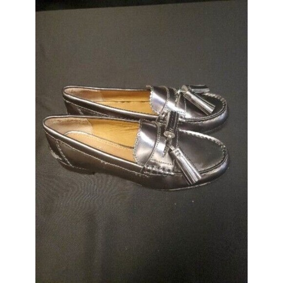 Coach Haydee Silver Pewter Metallic Leather Tasseled Loafer Shoes Size 6B NWOT - Picture 3 of 6